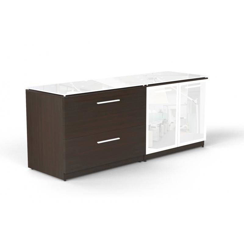 Chiarezza Lateral File & Storage Cabinet Combo, With Glass Tops