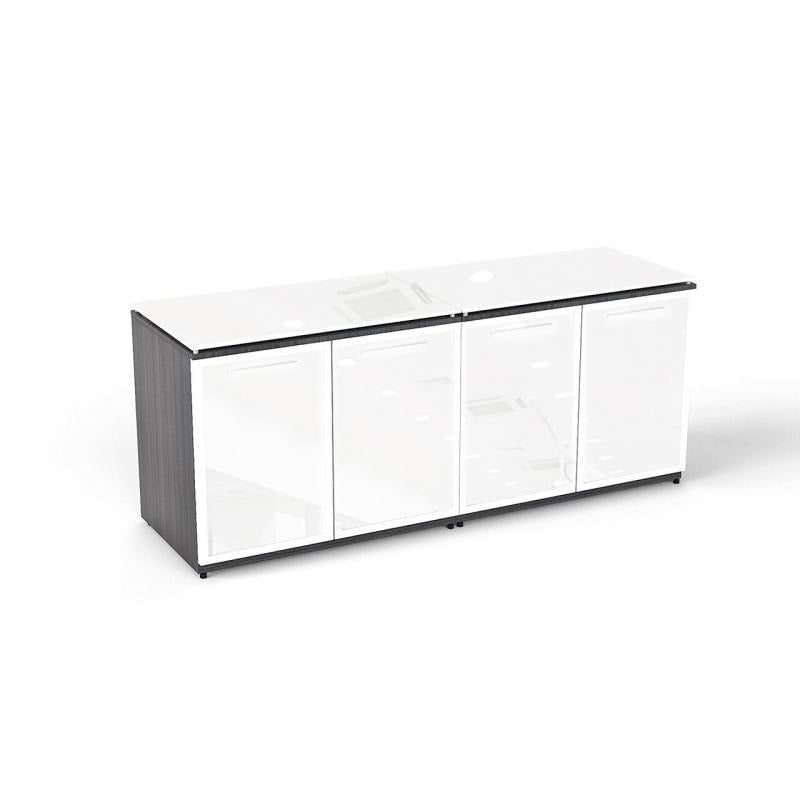 Chiarezza Double Storage Unit with White Glass Doors & Tops