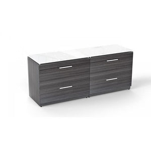Chiarezza Lateral File with White Glass Tops