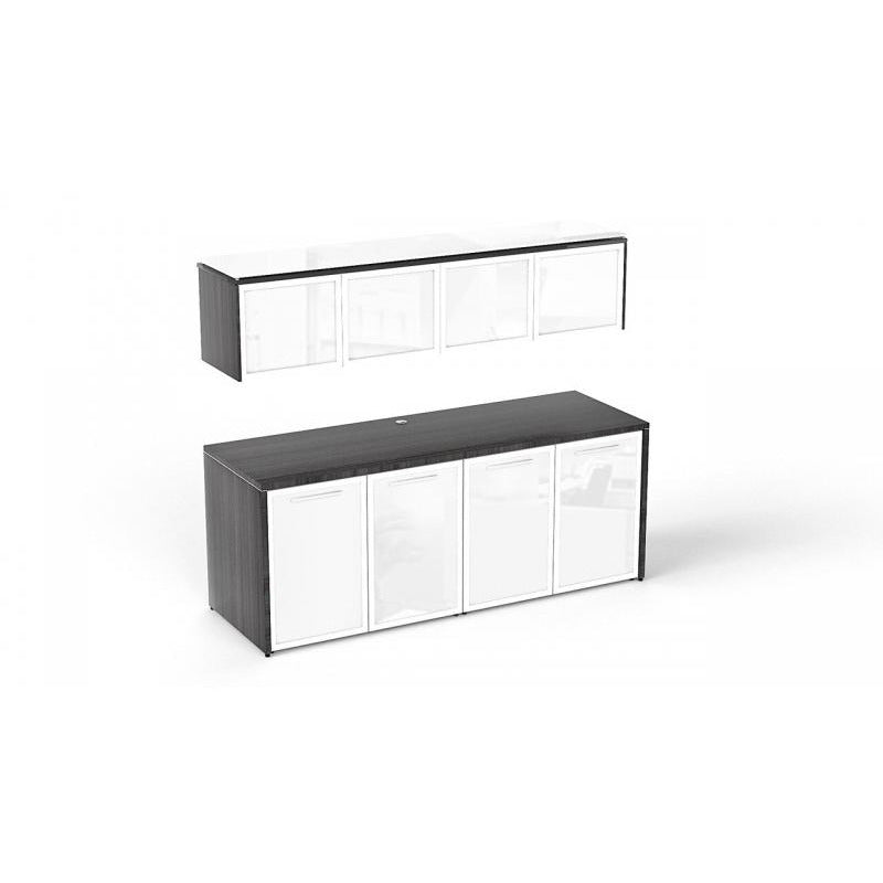 Chiarezza Credenza with White Glass Doors & Hutch