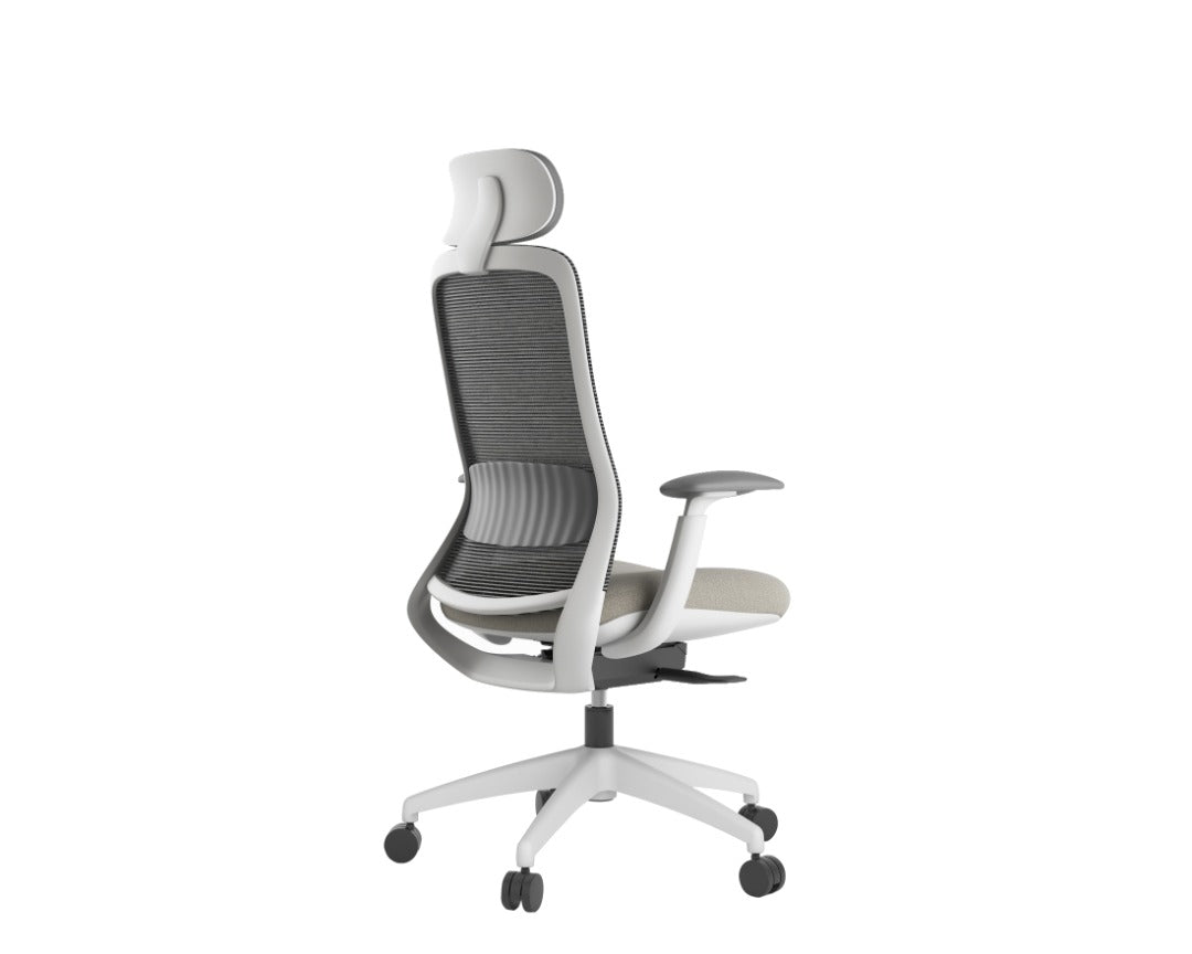 Stella Executive Ergonomic High-Back Mesh Chair with Headrest, Champagne