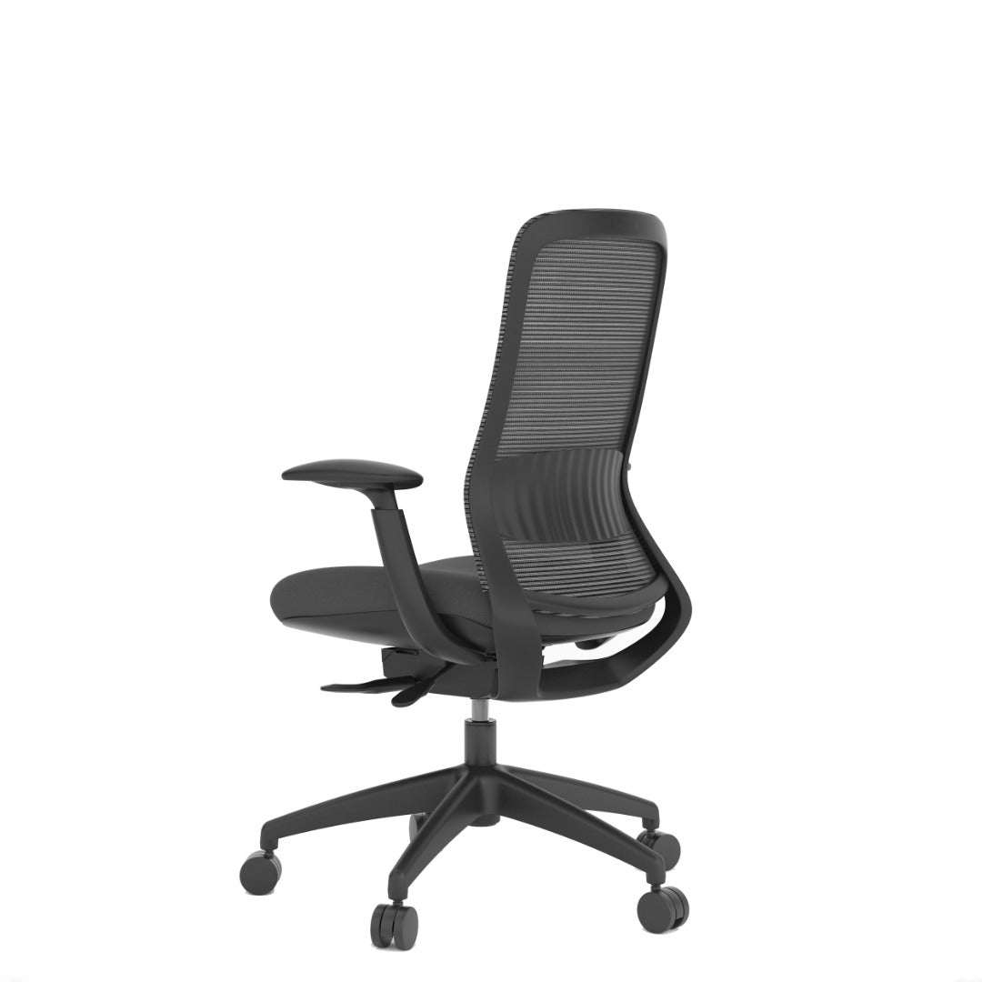 Stella Executive Ergonomic High-Back Mesh Chair with Headrest, Jet Black