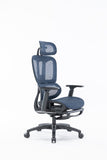 Sharpline Plus Ergo8 Mesh Office Chair w/ Adjustable Headrest and Retractable Footrest, Navy Blue