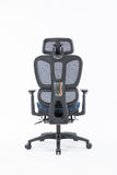 Sharpline Plus Ergo8 Mesh Office Chair w/ Adjustable Headrest and Retractable Footrest, Navy Blue