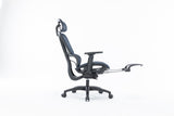 Sharpline Plus Ergo8 Mesh Office Chair w/ Adjustable Headrest and Retractable Footrest, Navy Blue