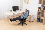 Sharpline Plus Ergo8 Mesh Office Chair w/ Adjustable Headrest and Retractable Footrest, Navy Blue