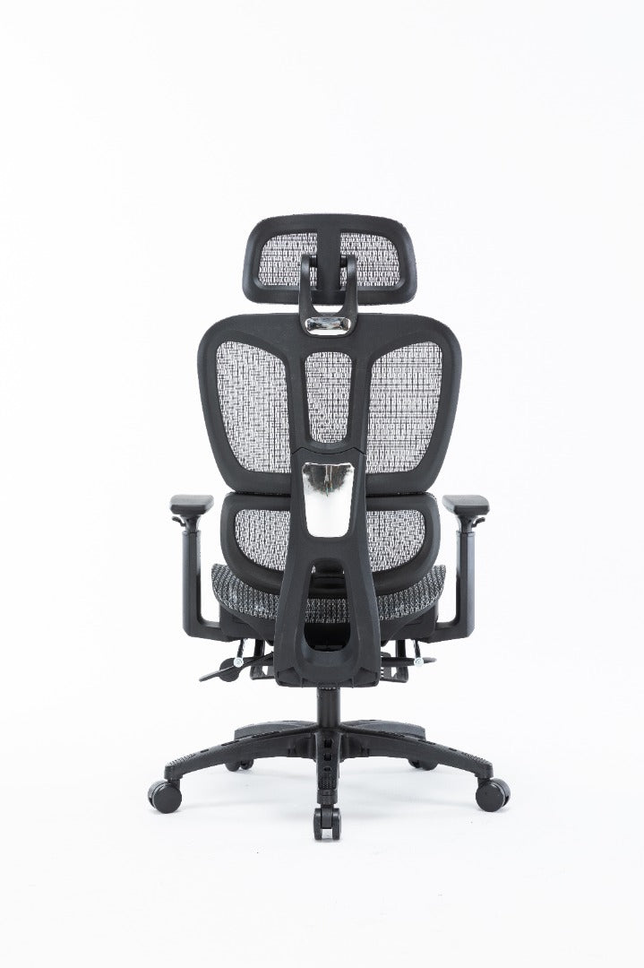Sharpline Plus Ergo8 Mesh Office Chair w/ Adjustable Headrest and Retractable Footrest, Silver