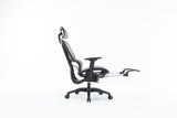 Sharpline Plus Ergo8 Mesh Office Chair w/ Adjustable Headrest and Retractable Footrest, Silver