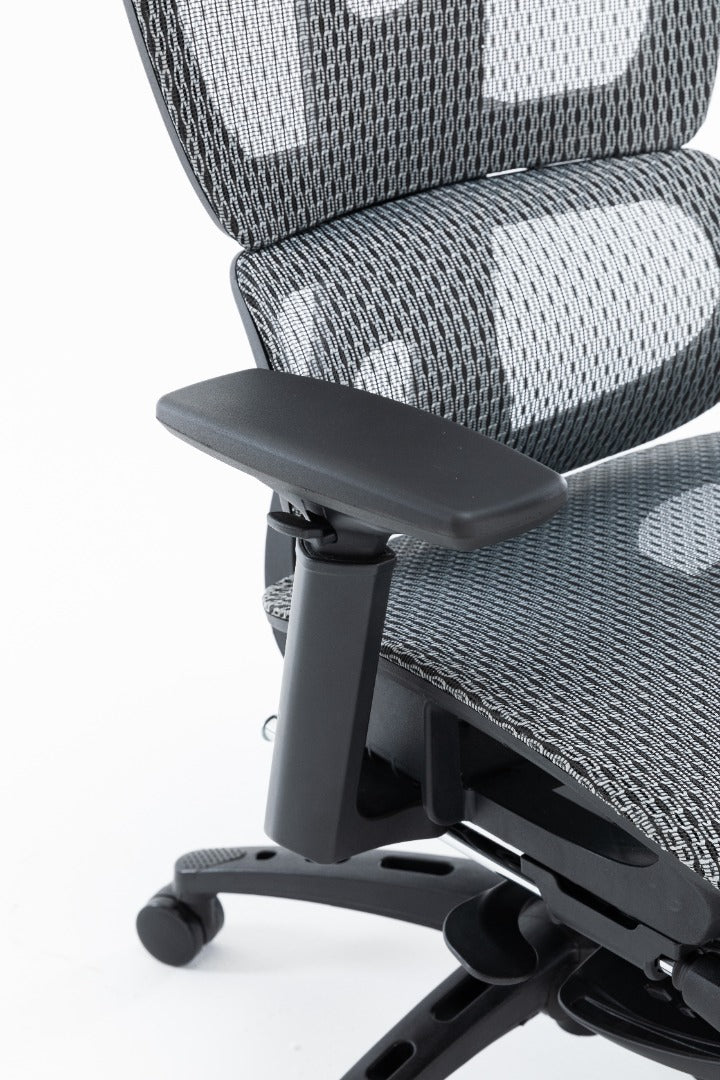 Sharpline Plus Ergo8 Mesh Office Chair w/ Adjustable Headrest and Retractable Footrest, Silver