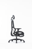 Sharpline Plus Ergo8 Mesh Office Chair w/ Adjustable Headrest and Retractable Footrest, Jet Black
