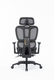 Sharpline Plus Ergo8 Mesh Office Chair w/ Adjustable Headrest and Retractable Footrest, Jet Black