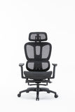 Sharpline Plus Ergo8 Mesh Office Chair w/ Adjustable Headrest and Retractable Footrest, Jet Black