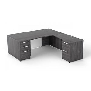 Chiarezza L-Shaped Desk with Glass Modesty Panel