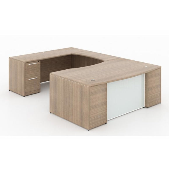Chiarezza Double Pedestal U-Shaped Desk with Glass Accents