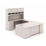 Chiarezza Bow Front Executive U-Shaped Desk with Overhead Hutch
