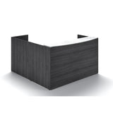 Chiarezza L-Shaped Reception Desk with Floated White Glass