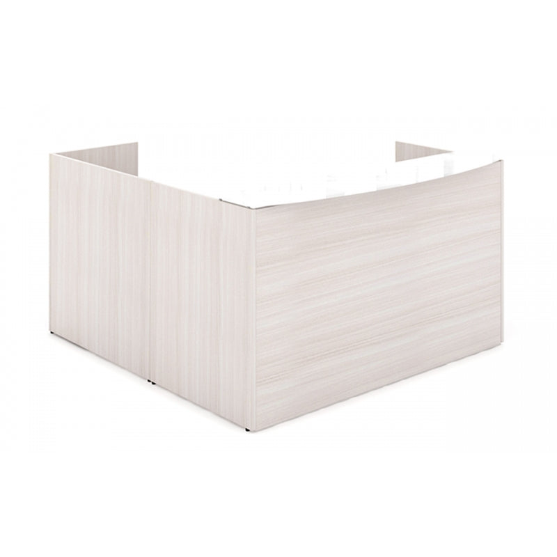 Chiarezza L-Shaped Reception Desk with Floated White Glass