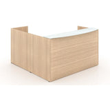 Chiarezza L-Shaped Reception Desk with Floated White Glass