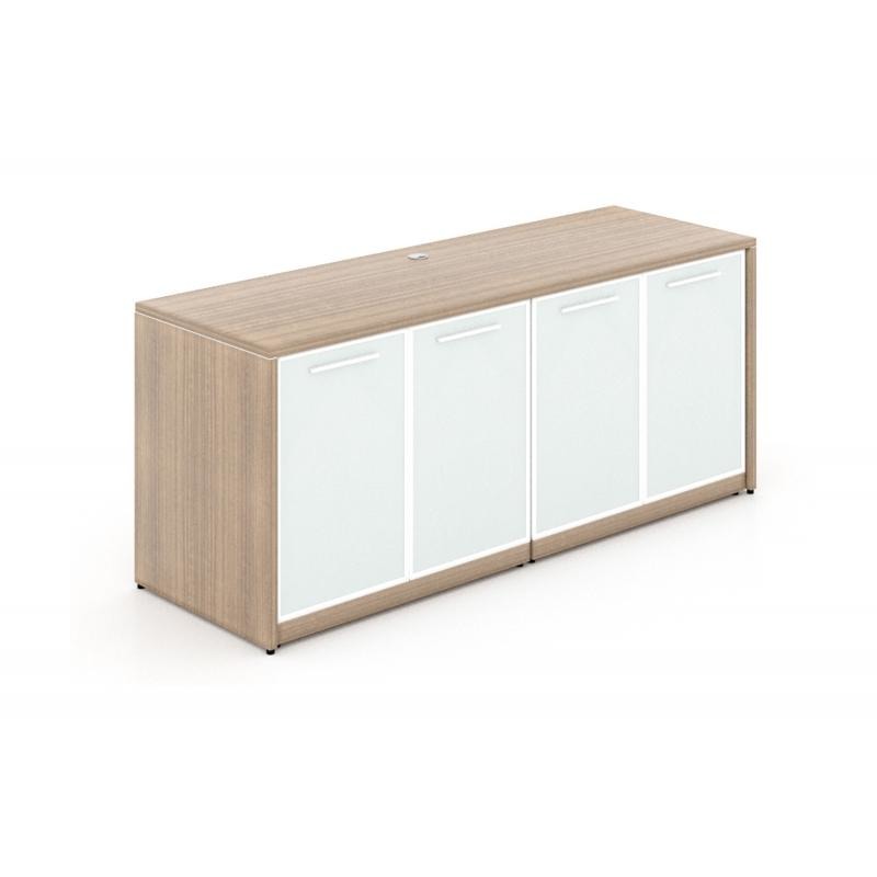 Chiarezza Storage Credenza with White Glass Doors