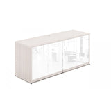 Chiarezza Storage Credenza with White Glass Doors