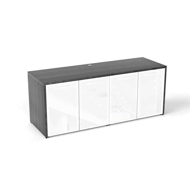 Chiarezza Storage Credenza with White Glass Doors