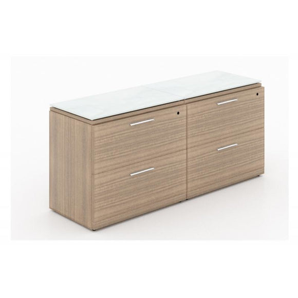 Chiarezza Lateral File with White Glass Tops