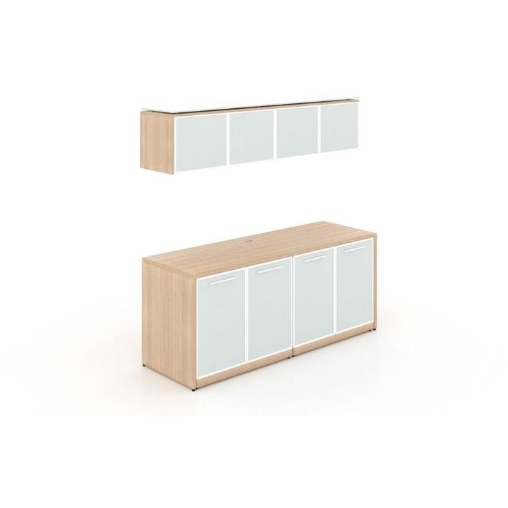 Chiarezza Credenza with White Glass Doors & Hutch