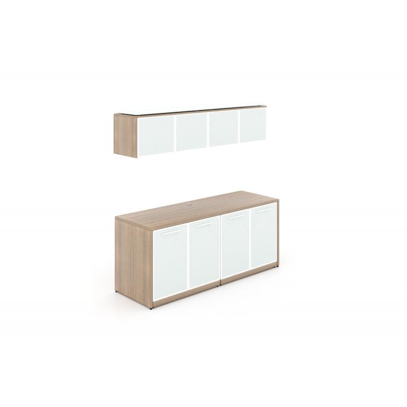 Chiarezza Credenza with White Glass Doors & Hutch