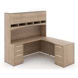 Chiarezza L-Shaped Desk w/ Hutch & Two Pedestals