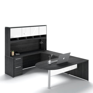 Chiarezza U-Shaped Bullet End Desk W/ Hutch