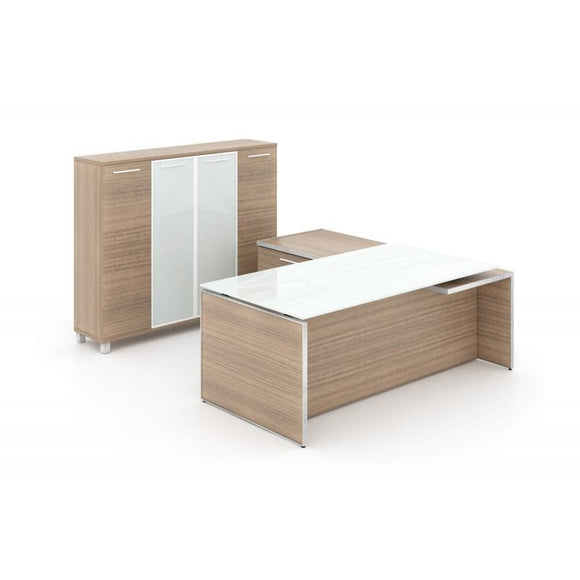 Chiarezza Split Level Executive Desk with Storage Closet