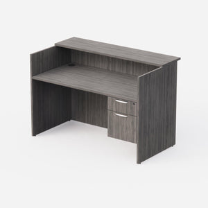 Sheridan 5-Ft. Reception Desk with Rectangular Laminate Counter and Locking Hanging Box/File Pedestal Drawers, 60"Wide x 30/36"D x 42"H, Stone Gray
