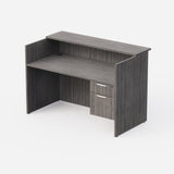 Sheridan 5-Ft. Reception Desk with Rectangular Laminate Counter and Locking Hanging Box/File Pedestal Drawers, 60"Wide x 30/36"D x 42"H, Stone Gray