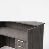 Sheridan 5-Ft. Reception Desk with Rectangular Laminate Counter and Locking Hanging Box/File Pedestal Drawers, 60"Wide x 30/36"D x 42"H, Stone Gray