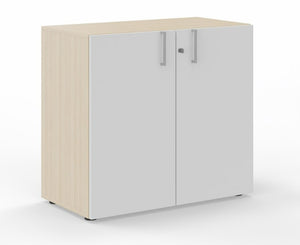Leah Two-Shelf 36"W Storage Cabinet, Sand Ash/White