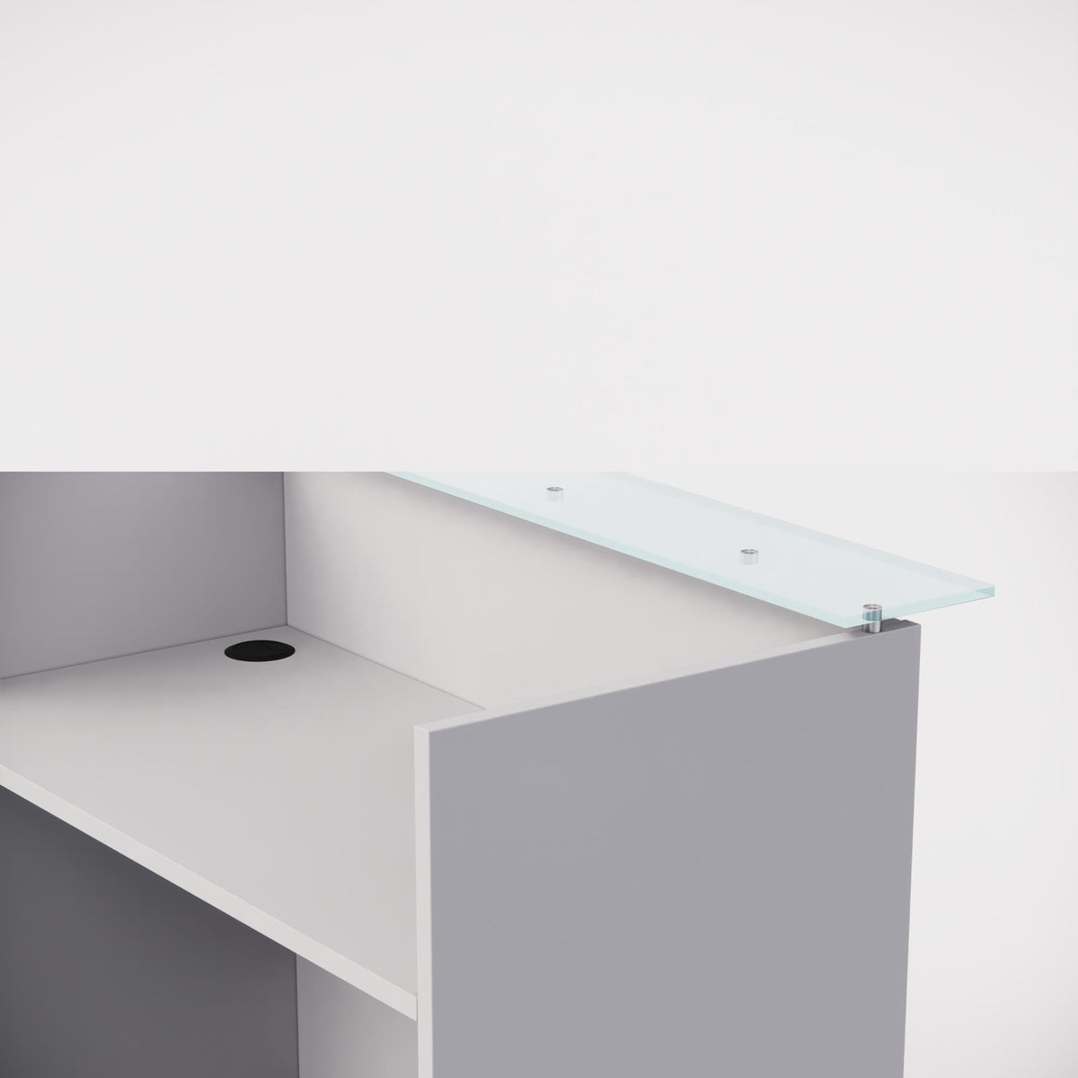 Sheridan 4-Ft. Reception Desk Shell with Super White Glass Top, 48