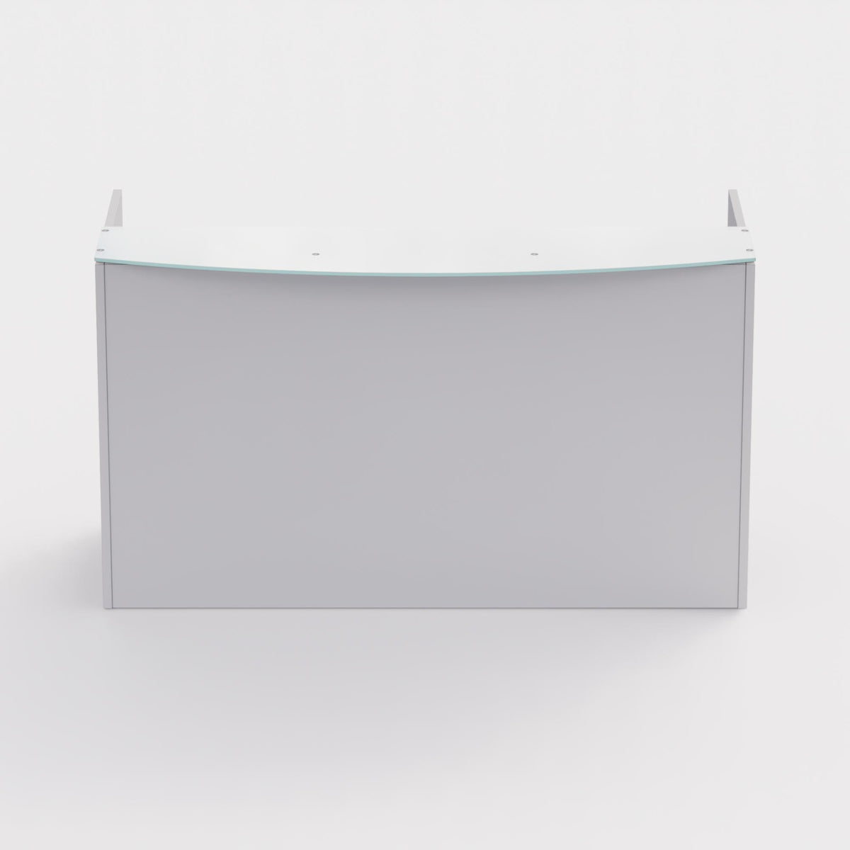 Sheridan Reception Desk Shell with Ultra White Glass Floating Transaction Counter, 72