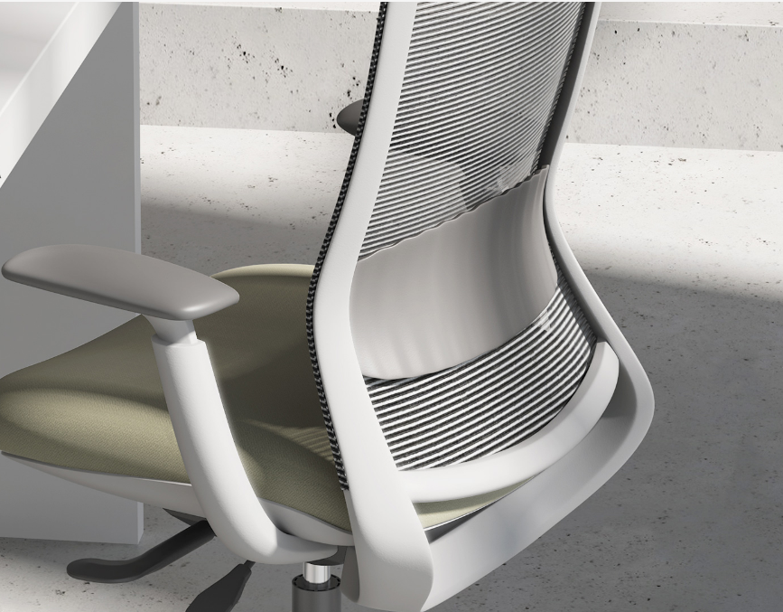 Stella Executive Ergonomic High-Back Mesh Chair with Headrest, Champagne