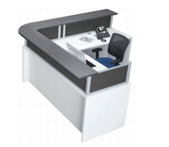 Office Counter Shell Empresario L-Shaped Reception Desk Shell with Laminate Counter – Office ...