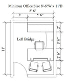 Chiarezza Executive U-Shaped Desk with Overhead Hutch and White Glass Accents