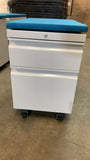 USED Haworth White Pedestal w/ Blue Cushion