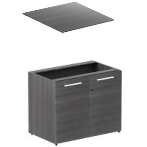 Chiarezza Two Wood Door Storage Cabinet w/ Laminate Top
