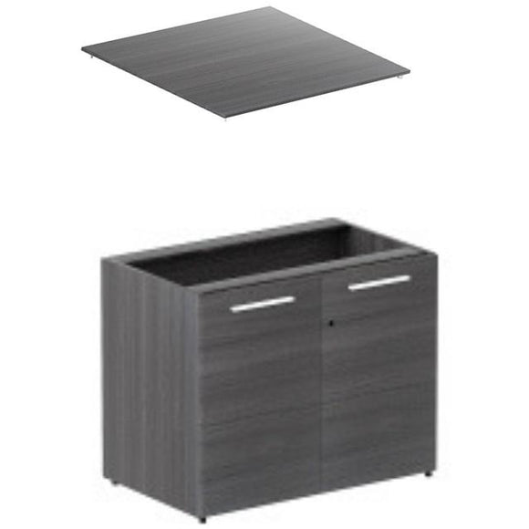 Chiarezza Two Wood Door Storage Cabinet w/ Laminate Top