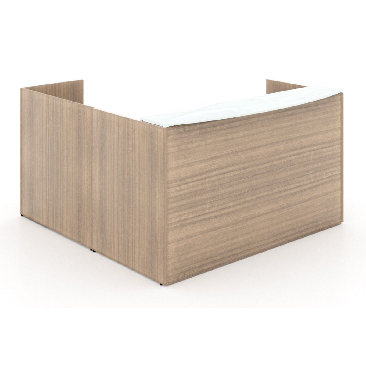 Chiarezza L-Shaped Reception Desk with Floated White Glass