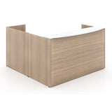 Chiarezza L-Shaped Reception Desk with Floated White Glass