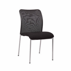 Weston Stackable Armless Visitor Chair, Mesh Back/Fabric Seat, Black