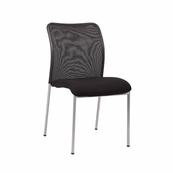 Weston Stackable Armless Visitor Chair, Mesh Back/Fabric Seat, Black