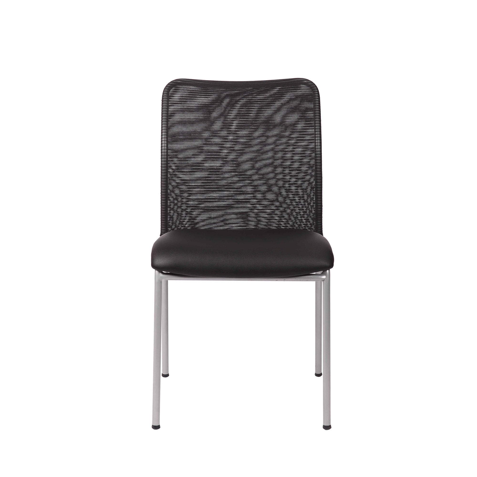 Weston Stackable Armless Visitor Chair, Mesh Back/Vinyl Seat, Black