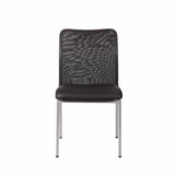 Weston Stackable Armless Visitor Chair, Mesh Back/Vinyl Seat, Black