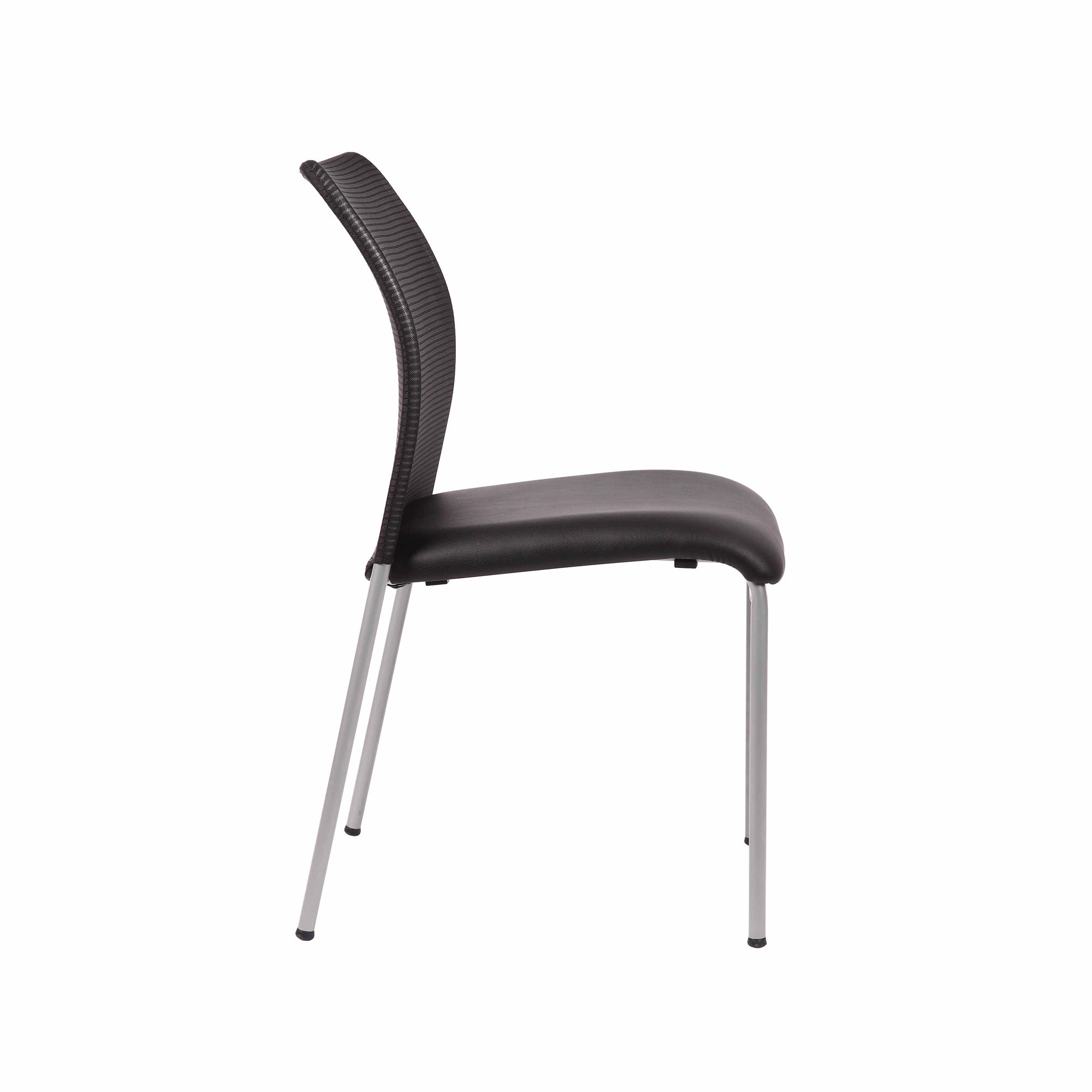 Weston Stackable Armless Visitor Chair, Mesh Back/Vinyl Seat, Black